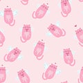 Cute seamless pattern with pretty kittens.